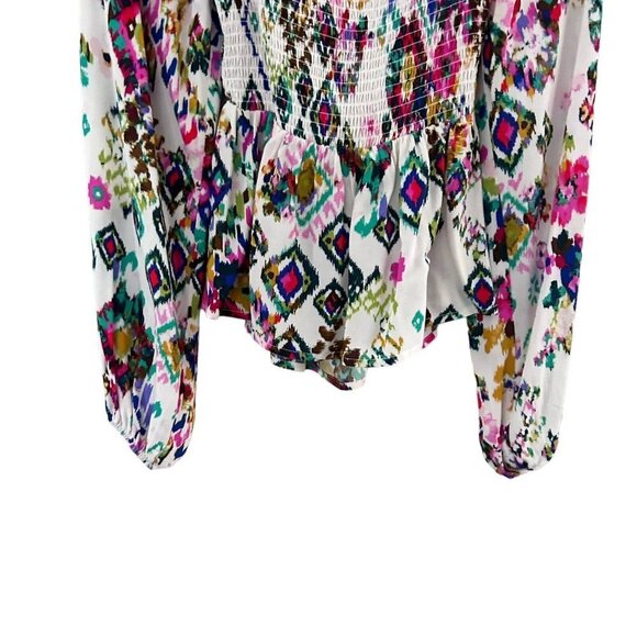 BTFL-Life Floral Colorful Tunic Top Balloon Sleeves Open Back Ties Blouse XS - Picture 4 of 13